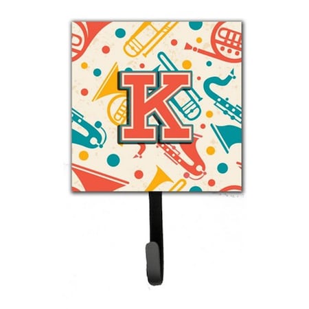 Jensendistributionservices Letter K Retro Teal Orange Musical Instruments Initial Leash & Key Holder MI1660377